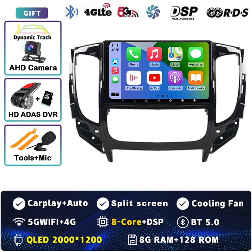 

Автомобильное радио Carplay Android 15 для Mitsubishi Pajero Sport 3 L200 5 Triton 3 2015-2019, мультимедийный видеоплеер, GPS, стерео, 2Din DVD