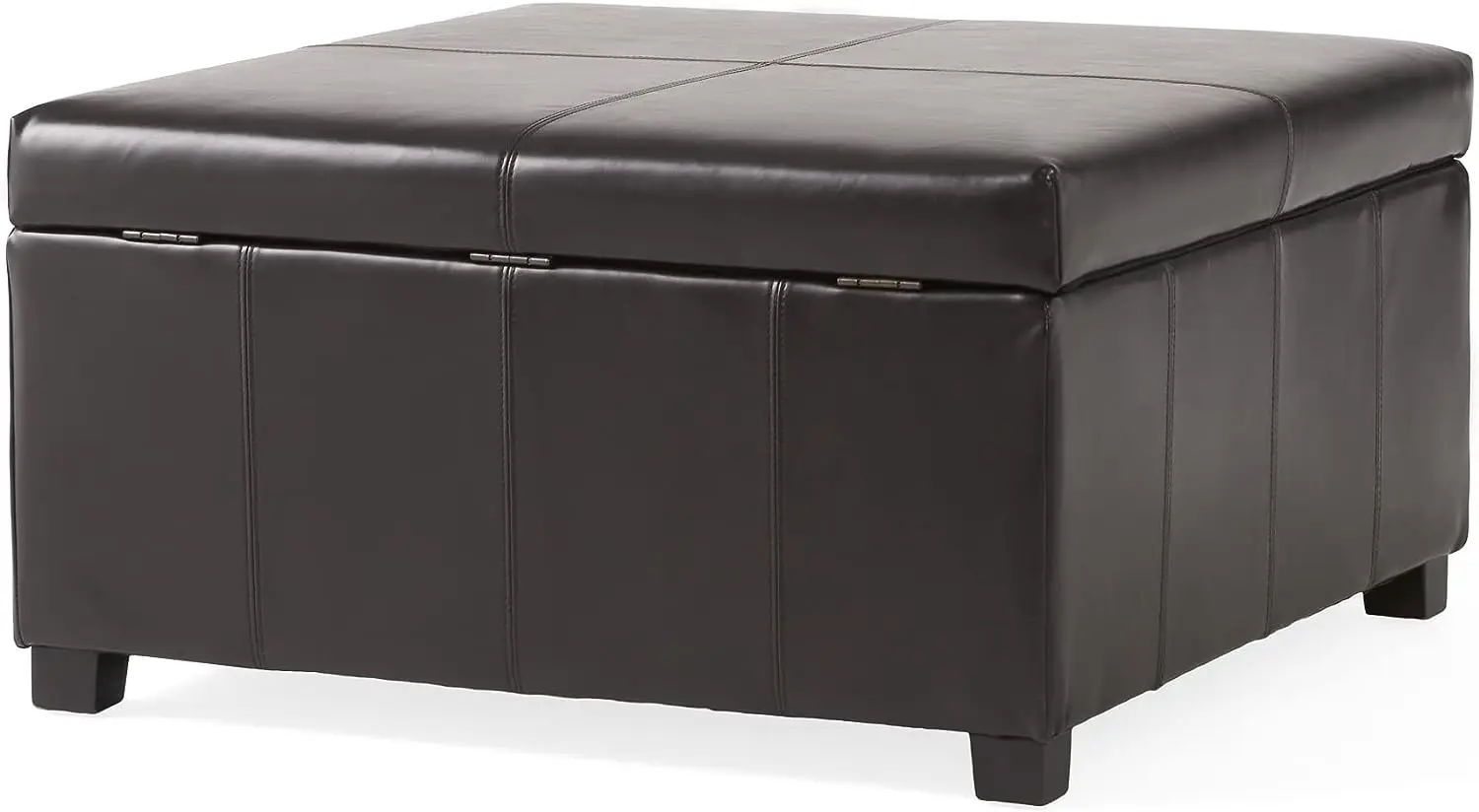 

Berkeley Brown Leather Square Storage Ottoman, Espresso