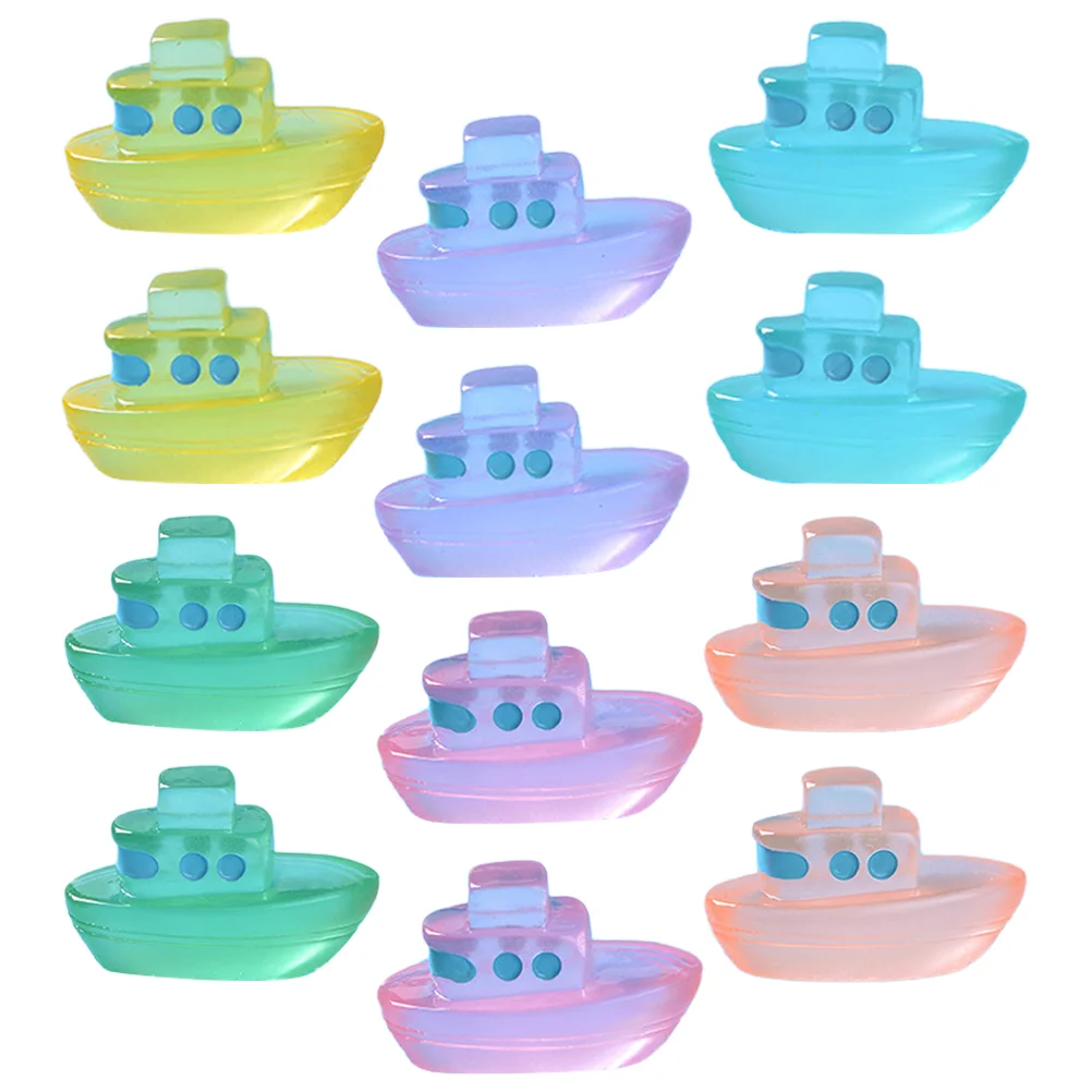 

House Boats Miniature Landscaping Luminous Figurines Glow The Dark Decor Resin Ornament Miniatures Rustic