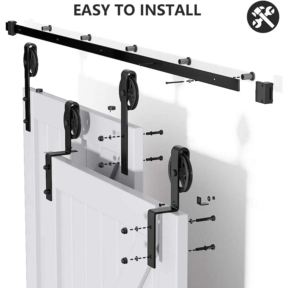 YOUTHUA отводной раздвижной деревянный дверной сарай набор оборудования с большой