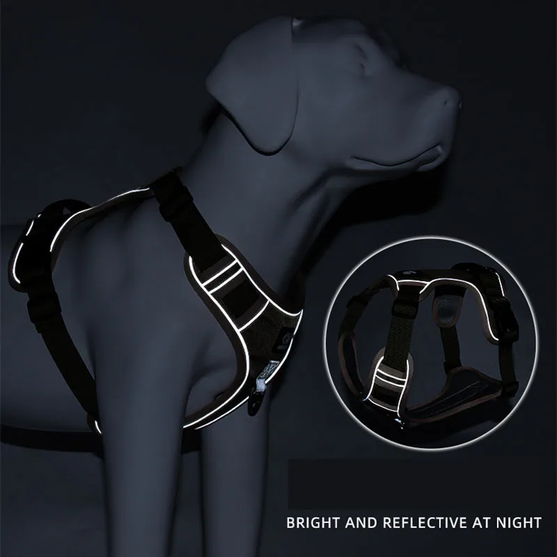 Шлейка для собак в стиле милитари светоотражающая жилетка с утолщенной ручкой на