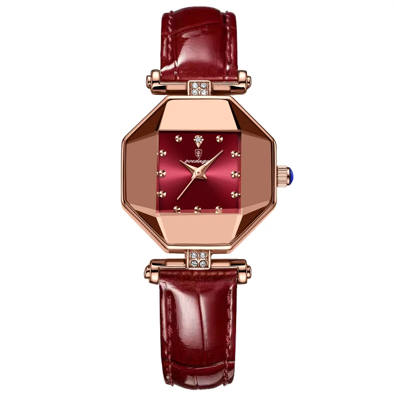 POEDAGAR Original Fashion Leather Quartz Women Watches Waterproof Rose Gold Top Swiss Brand Luxury Elegant Ladies Wristwatch New