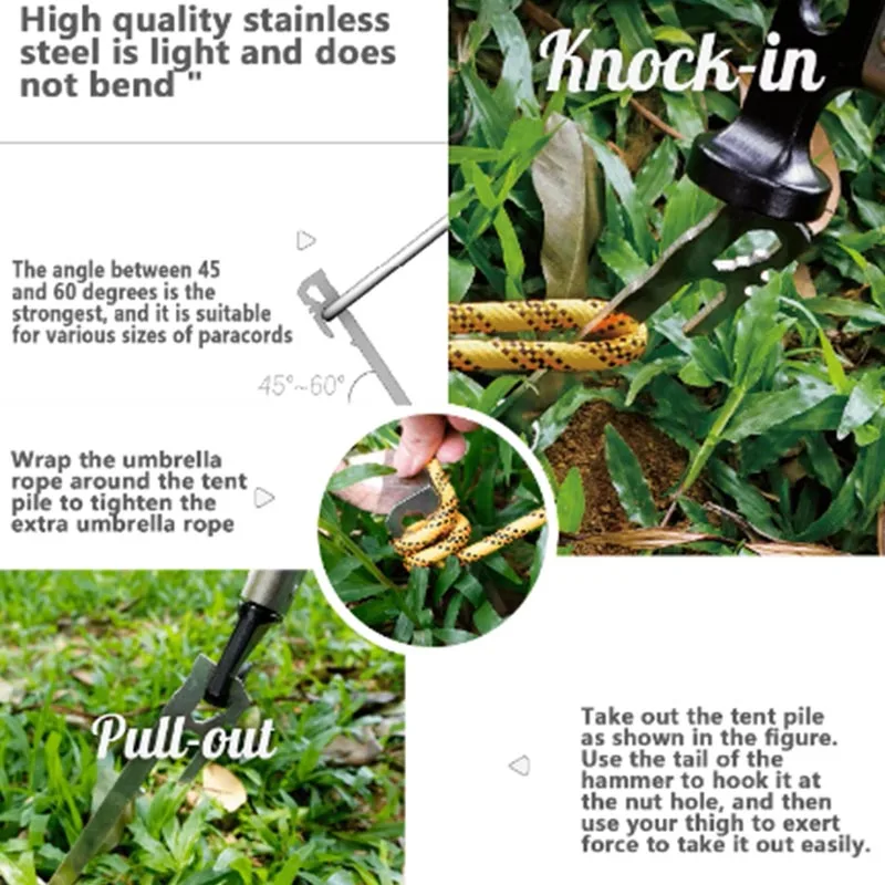 6 Шт. Колышки Для Палатки Кемпинговой 28 См Садовые Гвозди Из Нержавеющей Стали