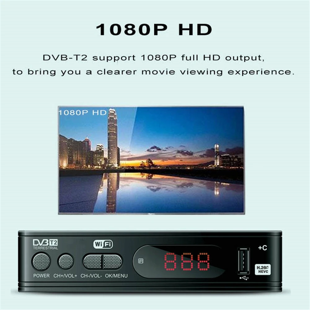 DVB T2 ТВ-тюнер Wi-Fi Бесплатная цифровая ТВ-приставка HD 1080P DVB-T2 тюнер приемник