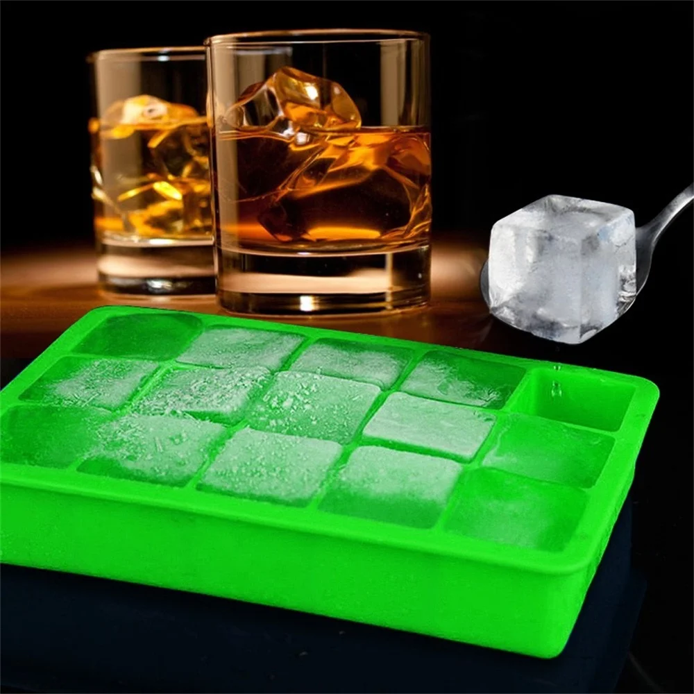 

15 Holes Square Silicone Ice Tray Stackable Ice Cube Mold Wine Whisky Cocktail Juice Ice Making Tool Kitchen Bar Tools Drink