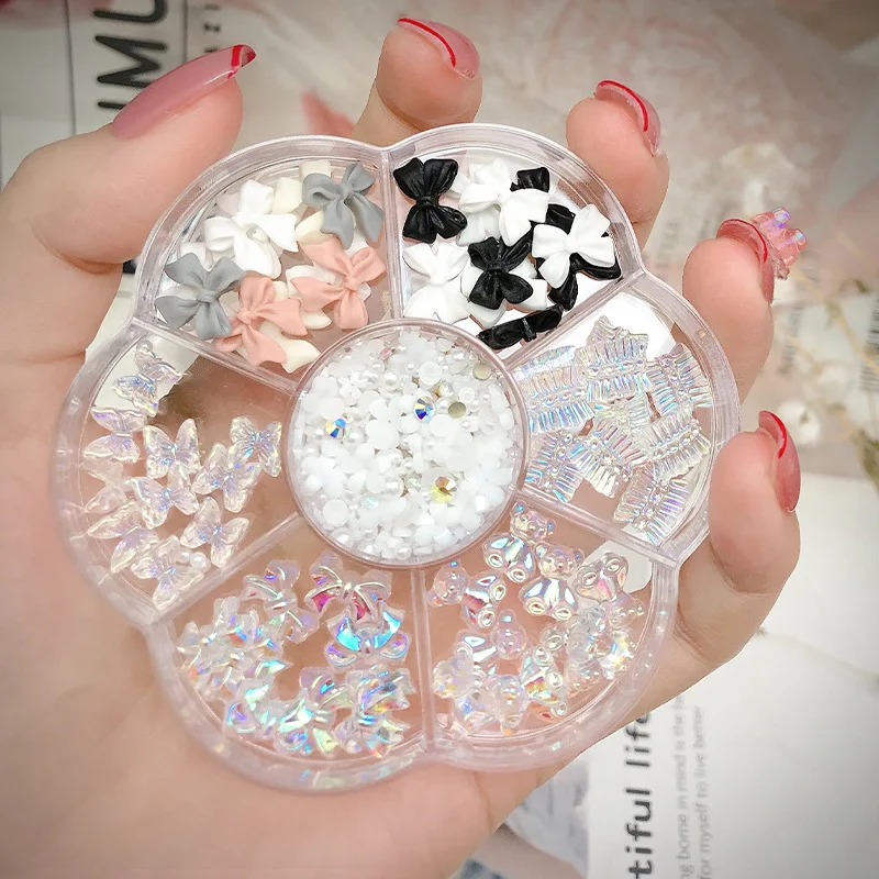 

Cute Decorative Accessories Seven Grid Mixed Nail Accessories Aurora Small Butterfly Super Flash Small Diamond Nail Accessories