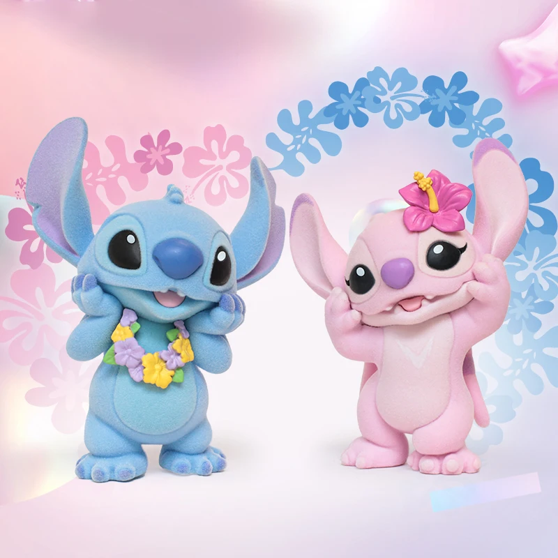 

2pcs New Disney Lilo&stitch Flocked Figure Cartoon Kawaii Stitch Model Childrens Toys Pink Angel Ornaments Girl Surprised Gifts