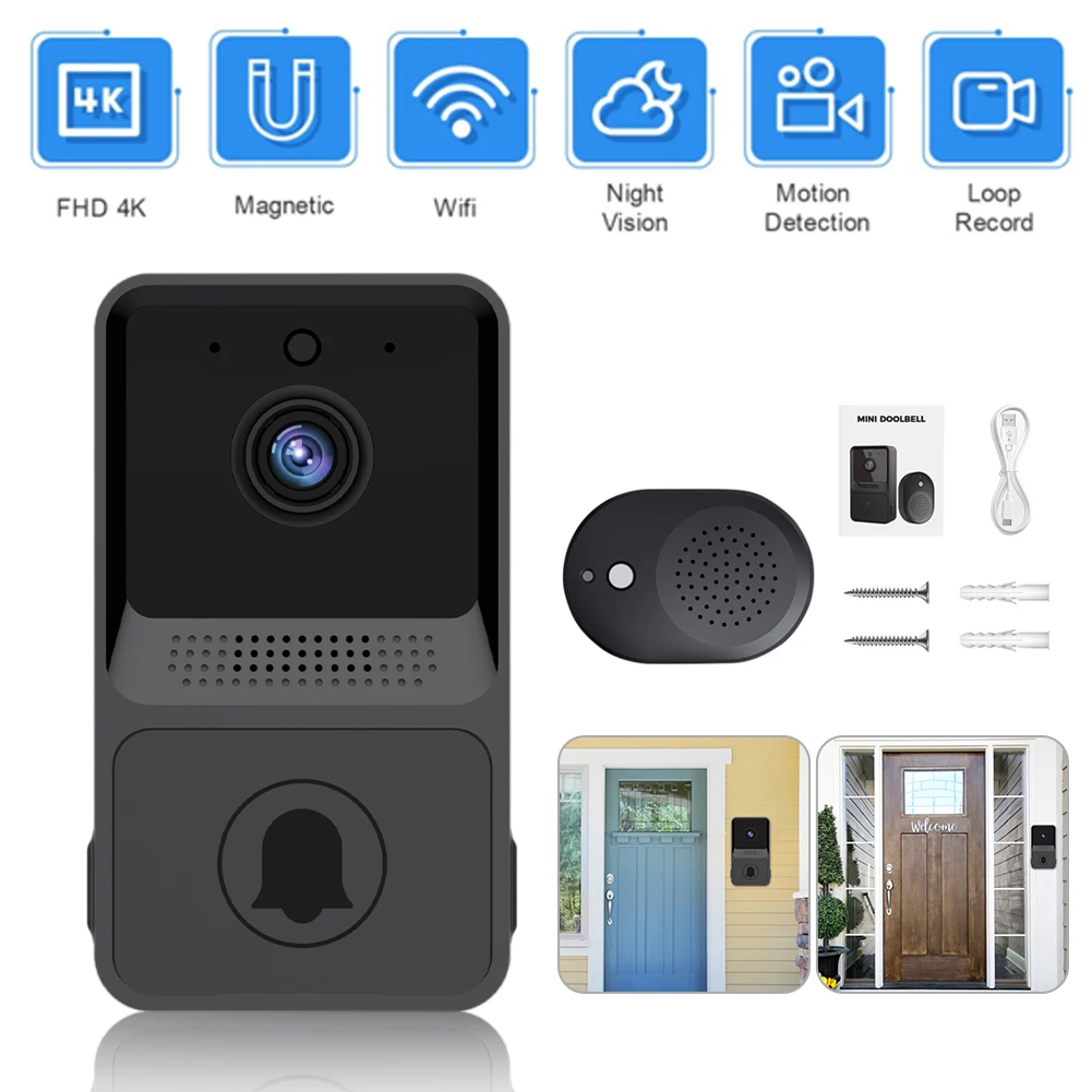 

Smart Home WIFI Video Doorbell Wireless Door Bell Infrared Night Vision Home Security Alarm Two-Way Audio Welcome Bell Z20 480P