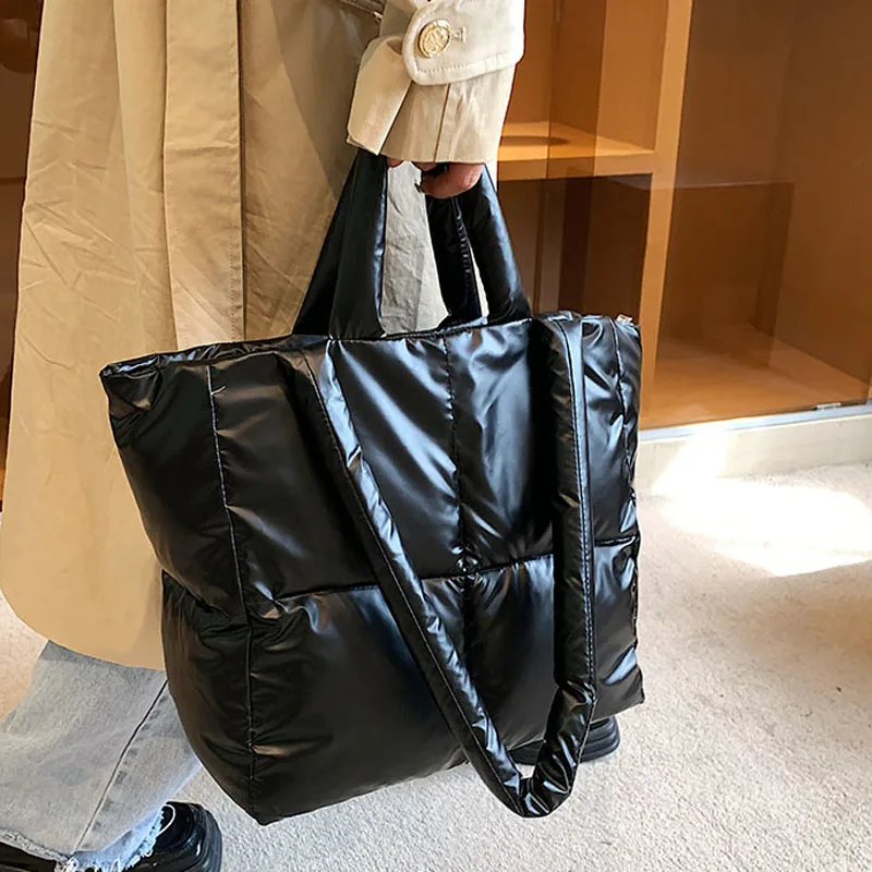 

Модная большая сумка-тоут, вместительные сумки с подкладкой, дизайнерские женские сумки на плечо, роскошная Нейлоновая пуховая Хлопковая С...