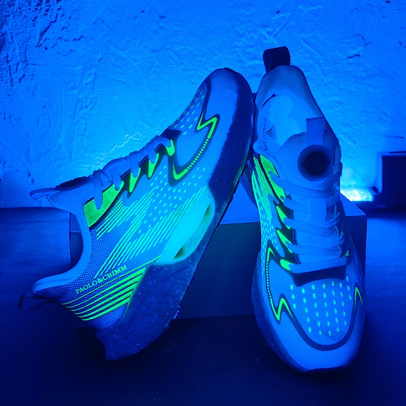 Fluorescent carbon plate sports couple shoes ultra-light cushioned shock running shoes popcorn outsole