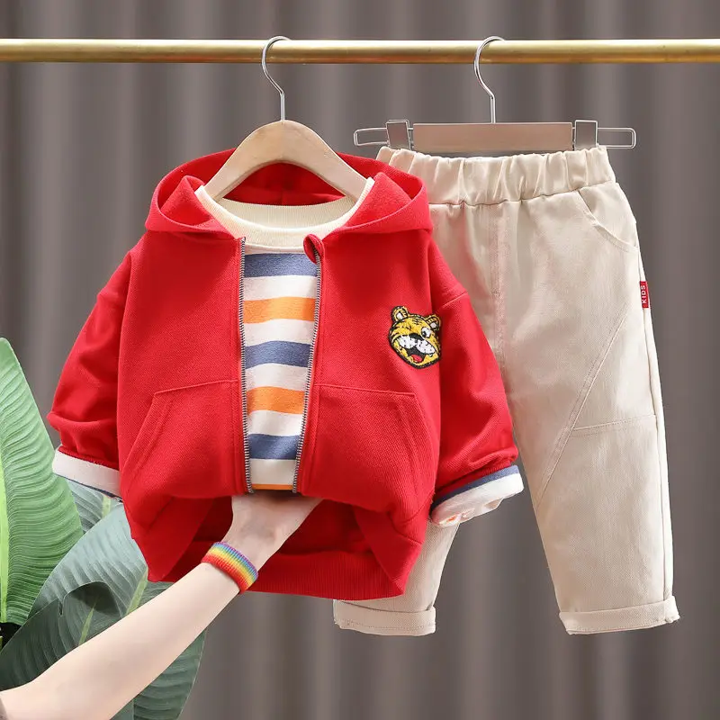 

Spring Autumn Children Boys Girls Clothing Sets Baby Animal Hoodies Coat T-shirt Pants 3Pcs/Set Suit Toddler Cotton Tracksuit