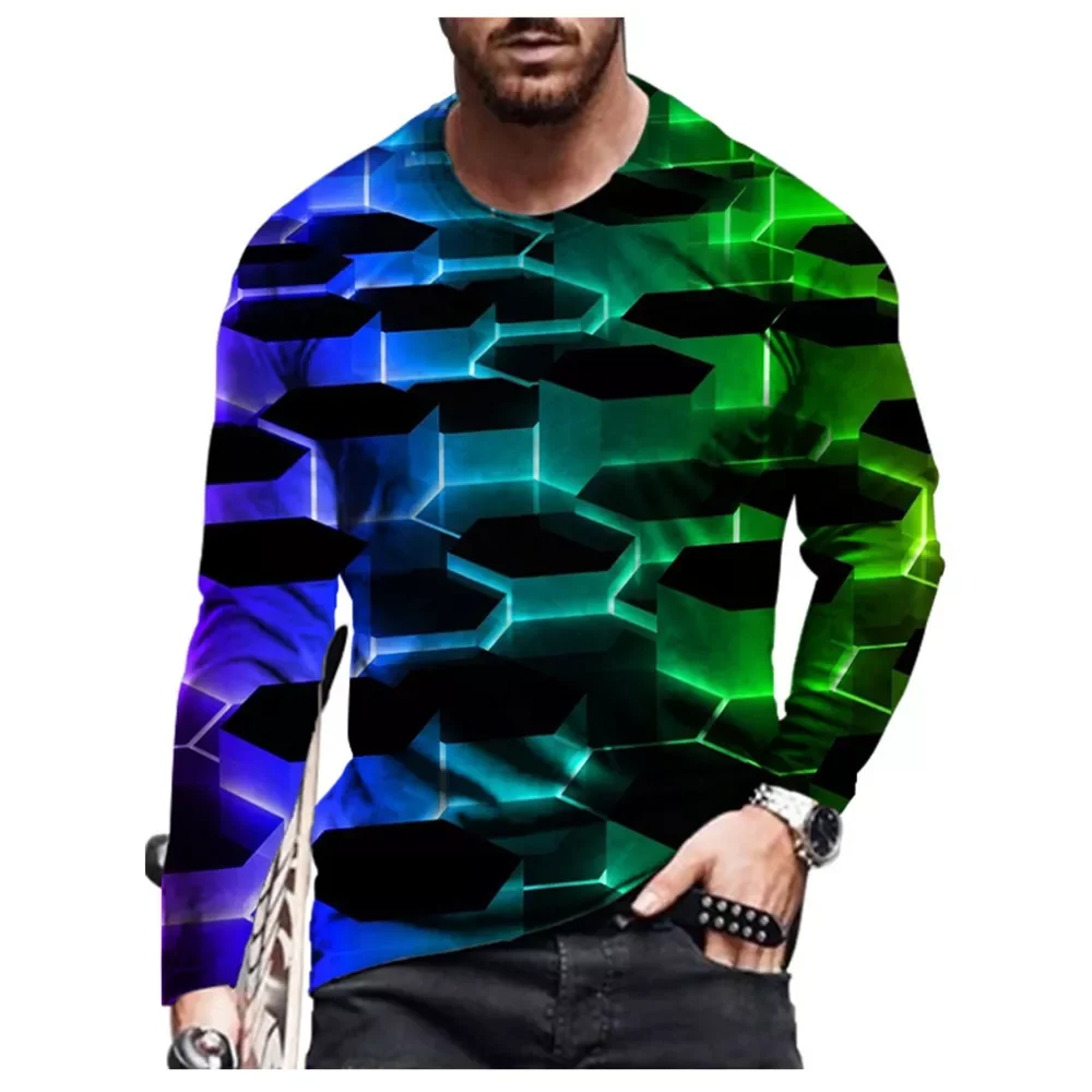 

NEW2023 2021 new summer hip-hop men's 3D T-shirt new cartoon printing three-dimensional pattern long-sleeved casual fashion
