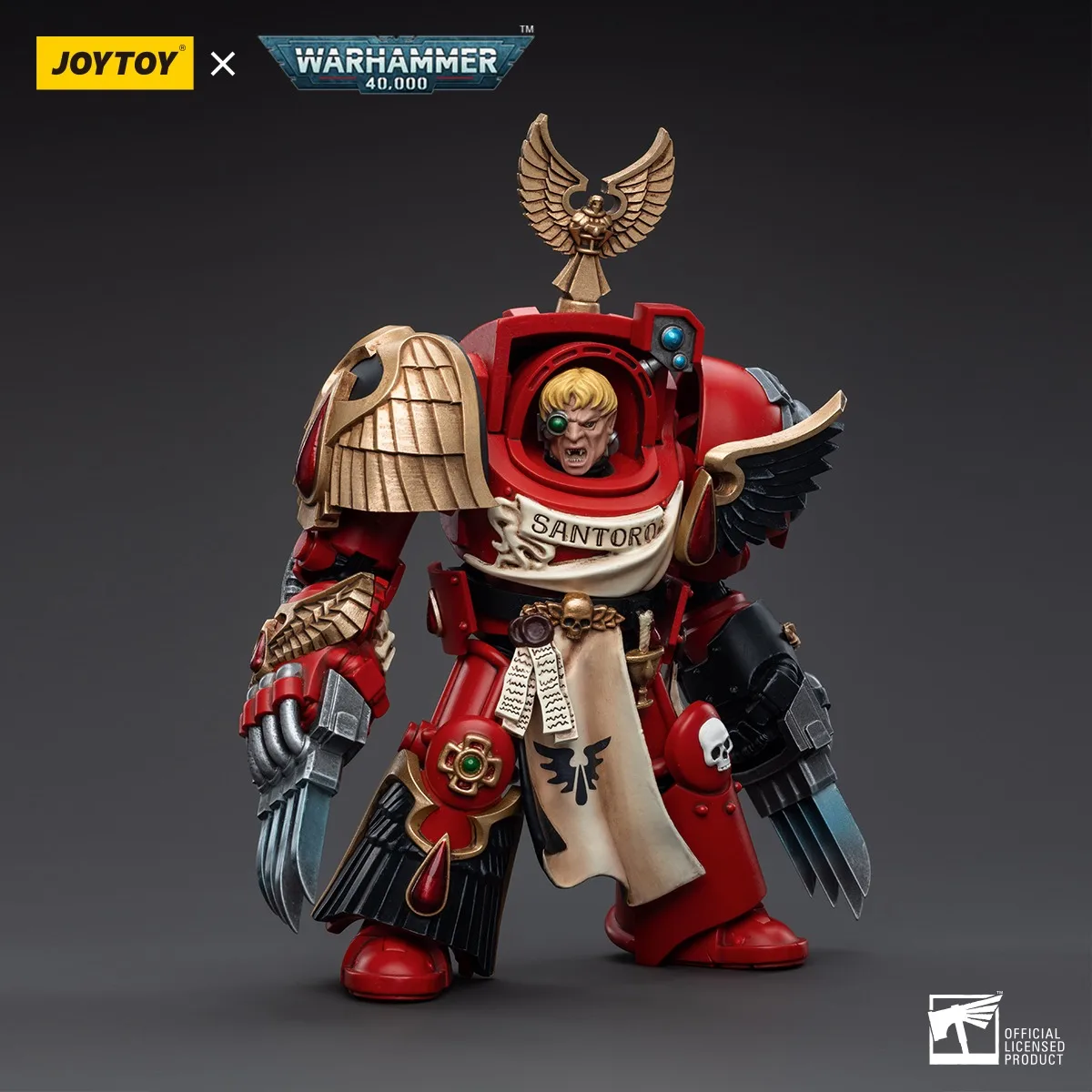 Фото [В НАЛИЧИИ] JOYTOY Warhammer 40K 1/18 Фигурка Blood Angels Assault Terminators Sergeant Santoro Модель игрушки для мальчиков Подарки №1