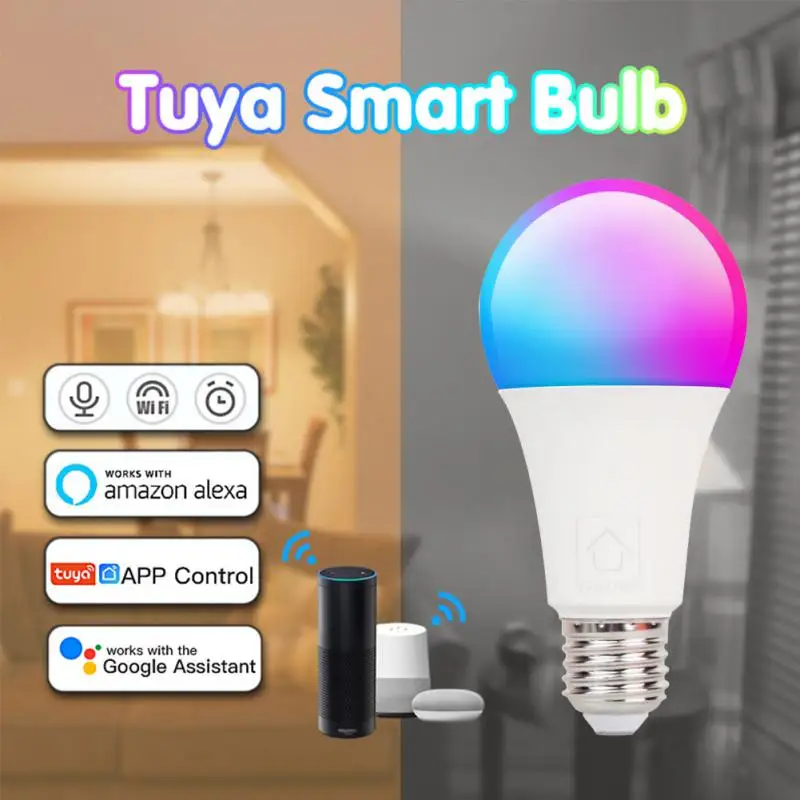 

Умная светодиодная лампочка с Wi-Fi E27 Tuya, умная лампочка, светодиодная лампочка RGB CW WW светильник 11 Вт, лампочка с Wi-Fi для дома 2022