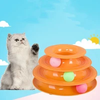 pet interactive toy three layer cat turntable ball toy cat teasing puzzle self hitting track toy molar biting and boring