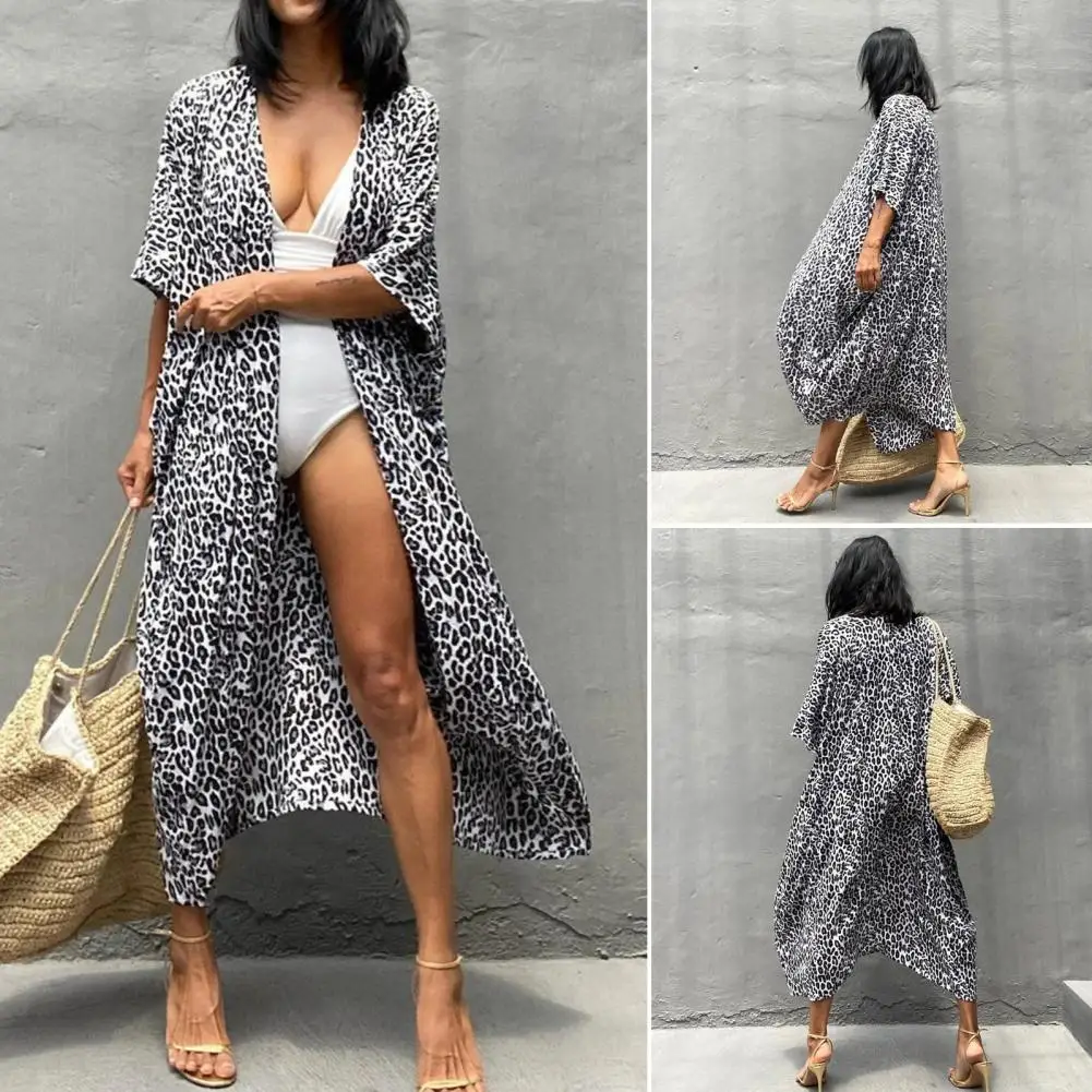 

Fitshinling Summer Vintage Kimono Swimwear Halo Dyeing Beach Cover Up With Sashes Oversized Long Cardigan Holiday Sexy Covers