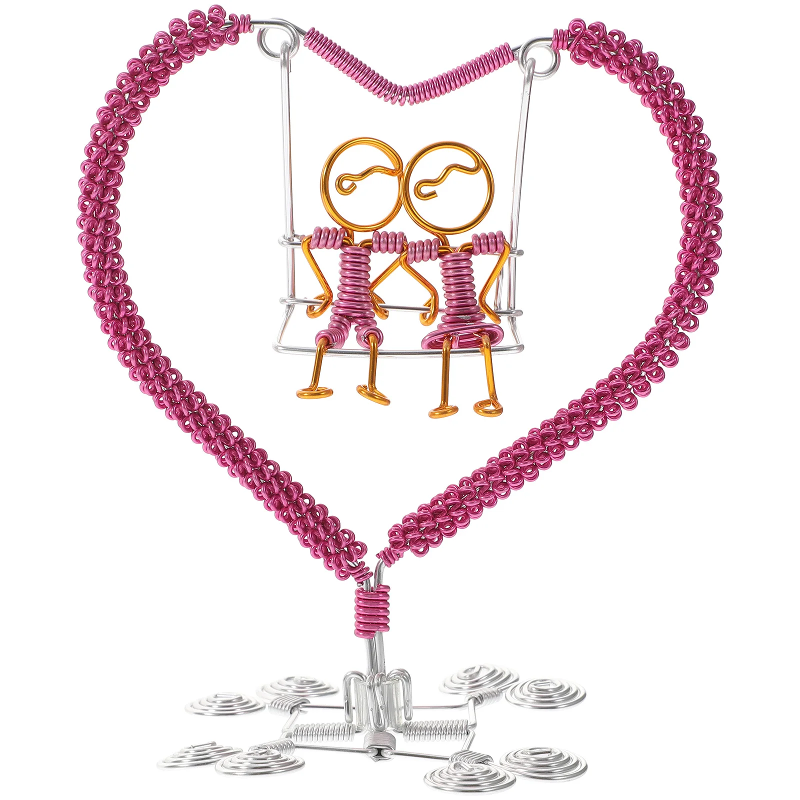 

Statue Figurine Abstract Couple Sculpture Modelwedding Lovers Love Ornaments Cake Table Aluminium Wire Swing Romantic Figure