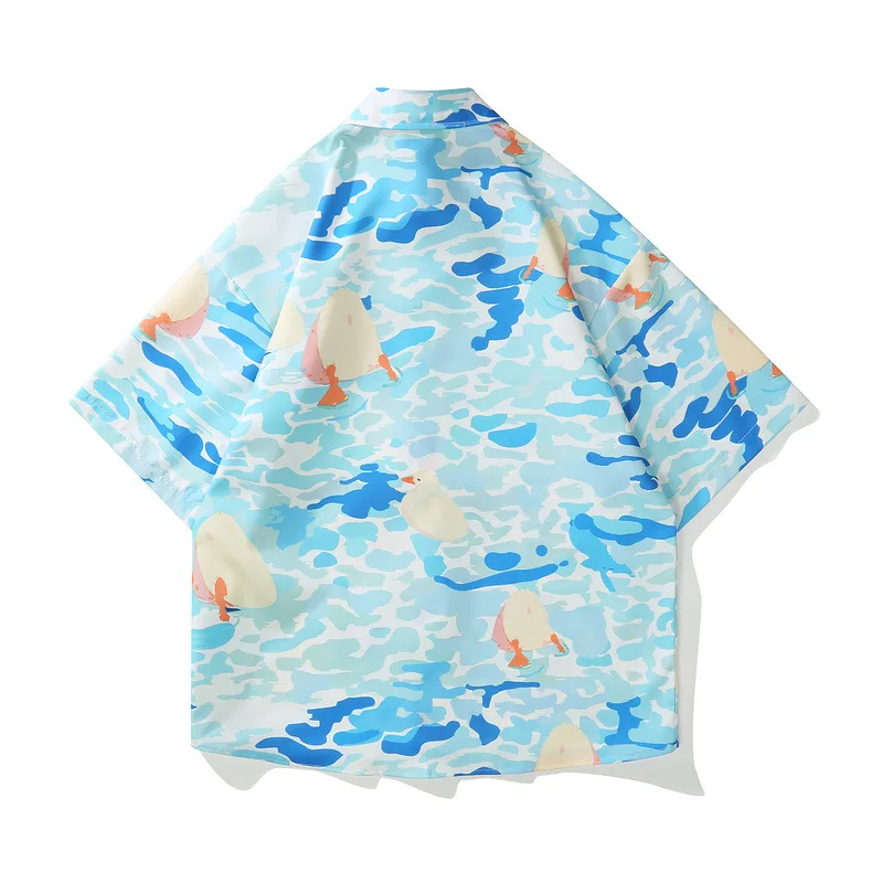 Male Clothes Oversize American Style Summer Streetwear Fashion Color Contrast Printing New Personalized  Mens Casual Shirts