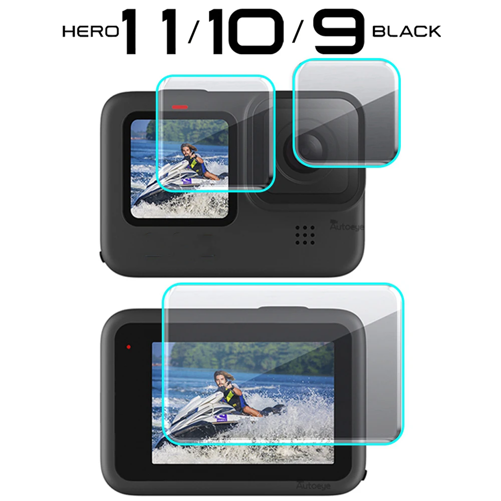 

Закаленное стекло для защиты экрана, защитный чехол для GoPro Hero 11 10 9, Черная защитная пленка для объектива, аксессуары для Go pro