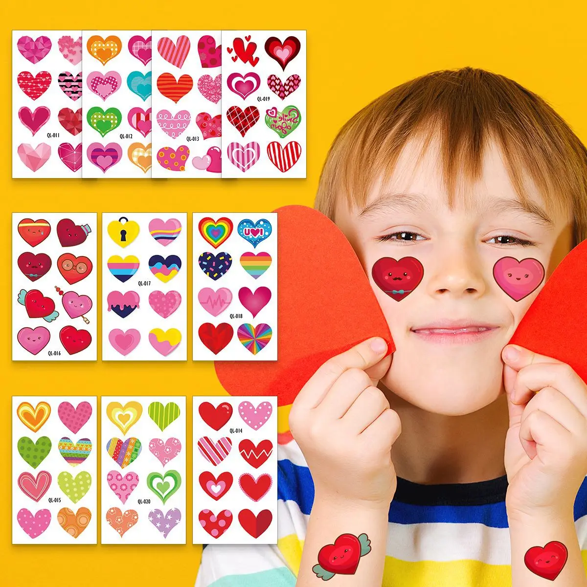 

10Sheets Kids Colorful Heart Tattoo Sticker Waterproof Removable Temporary Tattoo Sticker Child Baby Photography Props Gifts