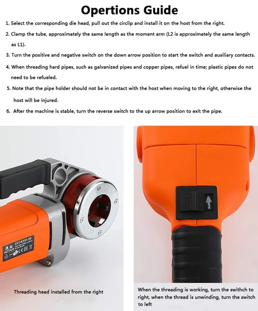 Портативный электрический нарезной станок для труб NPT 1/2 3/4 1 1-1/4 дюйма P30A 2000 Вт