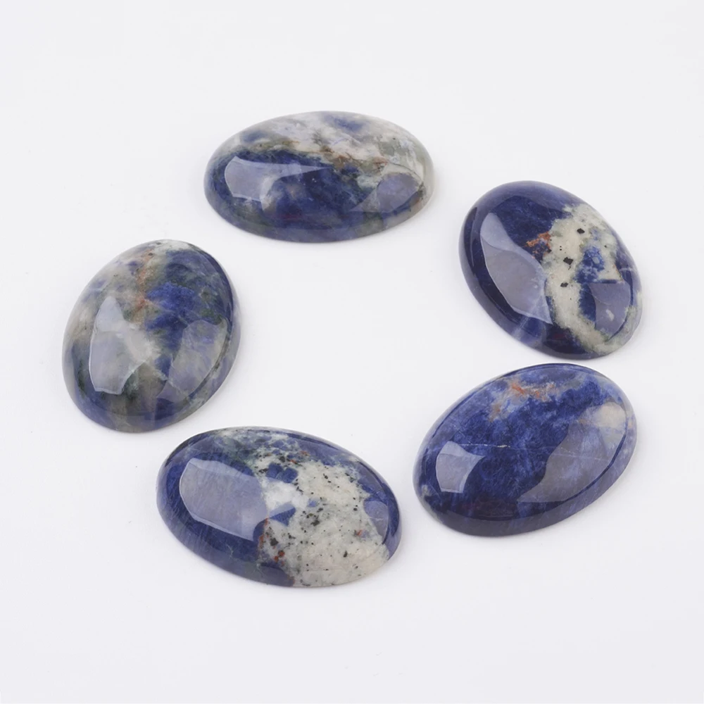 

2 Pc Natural Sodalite Flat Back Cabochons, Oval, 18x13mm