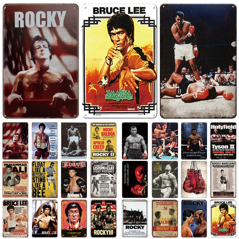 

Retro Vintage Rocky Metal Signs Boxer Vintage Tin Signs Movie Poster for Pub Club Bar Man Cave Boxing Enthusiast Home Wall Decor