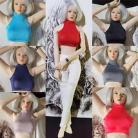 16 female soldier t shirt sexy tight strapless turtleneck vest streetwear crop tops model for 12 inch action figure body