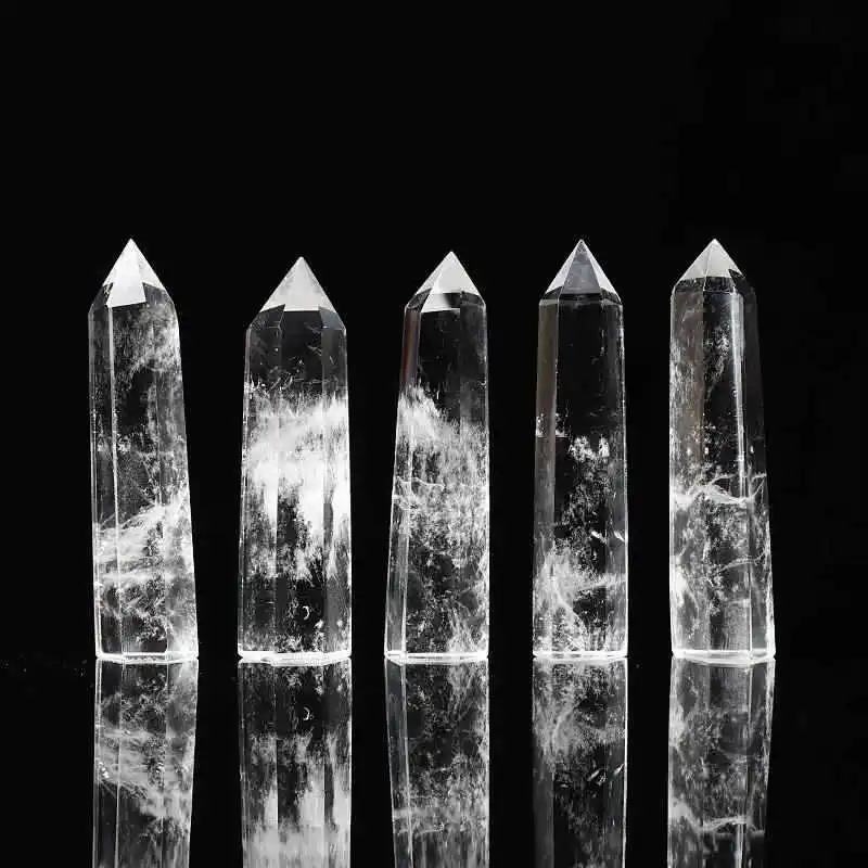 

1pc Natural Clear Quartz Wand Point Healing crystal Stones for Aquarium Crafts Making Ornaments Home Decor 10x3cm