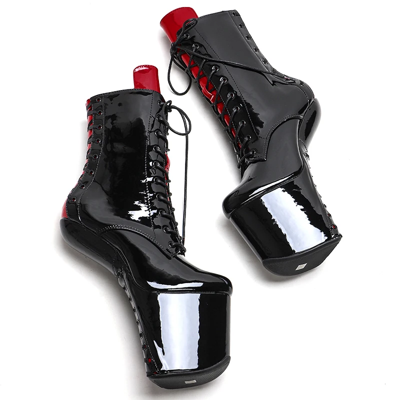 Leecabe Heelles Lace Up Ankle Boots Sexy Exotic Pole Dance Stripper young trend fashion color matching shoes