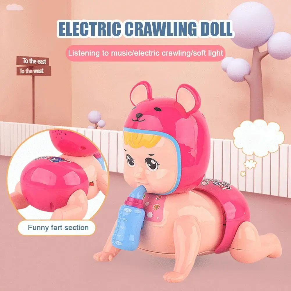 

Electric Music Crawling Doll Baby For 0-1 Year Old Infants 6-18 Months Children Bottle Crawling Doll Interactive Toy For Ba F3M9