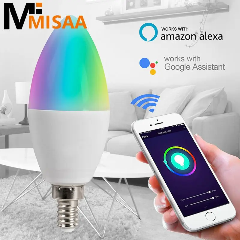 

Led Bulb Smart Home Rgbcw 5w Tuya Zigbee 3.0 Works With Alexa Home Smart Candle Bulb Voice Control E12 E14