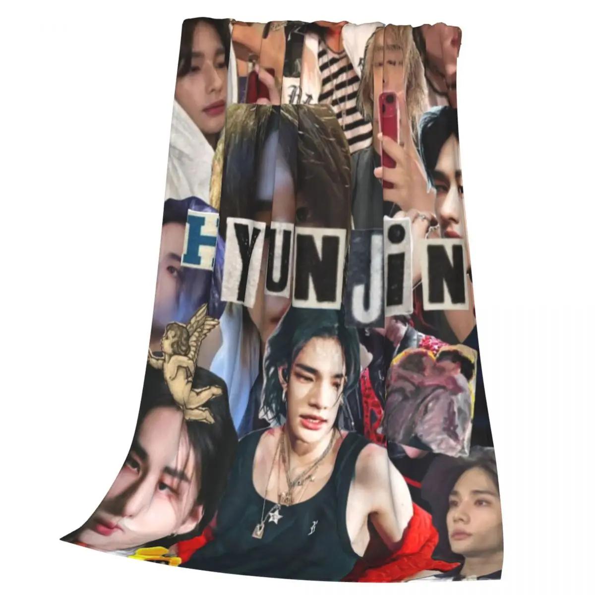 KPOP Hyunjin Одеяла для коллажа Теплые фланцевые одеяла Мягкое и удобное одеяло Одеяло