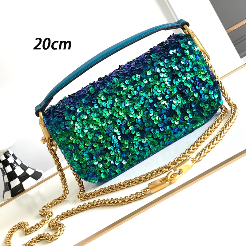 2023 New Embroidery Bead Bag Retro Design Luxury Chain One Shoulder Crossbody Bag Evening Party Handbag Women's Fashion Handbag