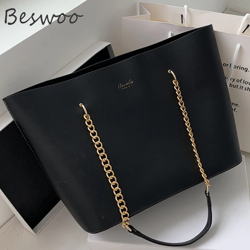 

New Shoulder Bags for Women 2021 Large Capacity Tote Bag PU Leather Chain Commuting Female Top-Handle Bag Design Luxury Handbag