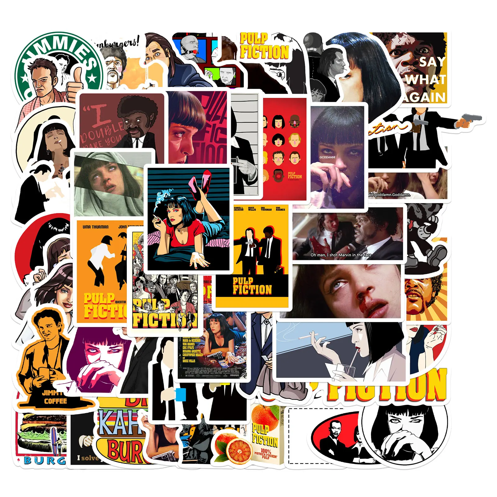 

10/50Pcs Pulp Fiction Moive Classic For Gift DIY Skateboard Luggage Refrigerator Notebook Motorcycle Waterproof Stickers