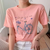 korean fashion beading cotton t shirt women tops letter print woman tee shirt 2022 summer clothes t shirts camisetas de mujer