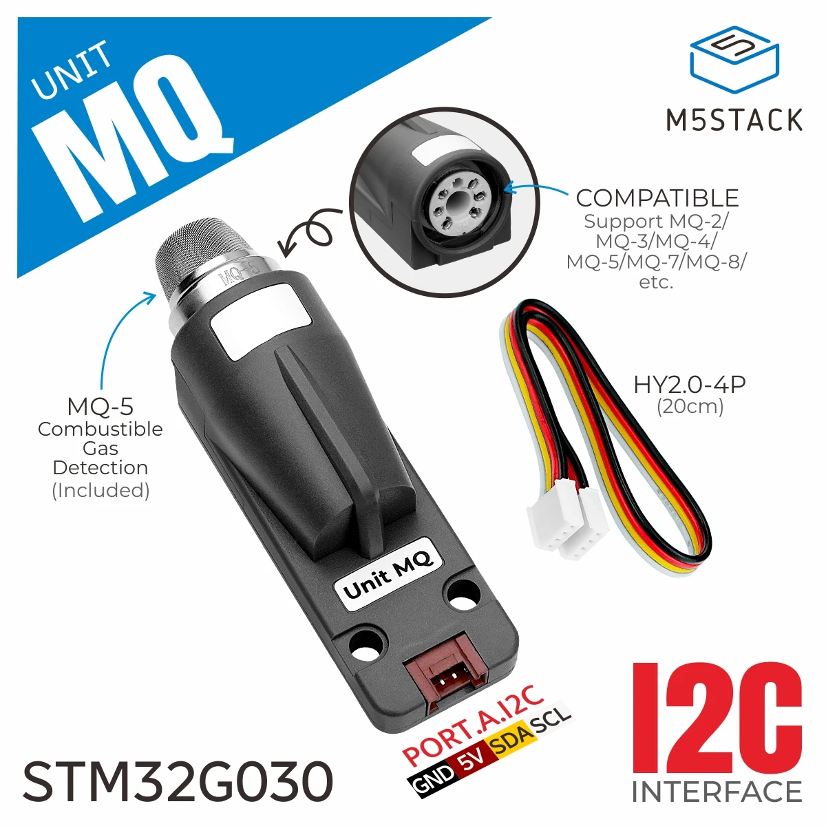 

Официальный газовый блок M5Stack MQ-5 (STM32G030)