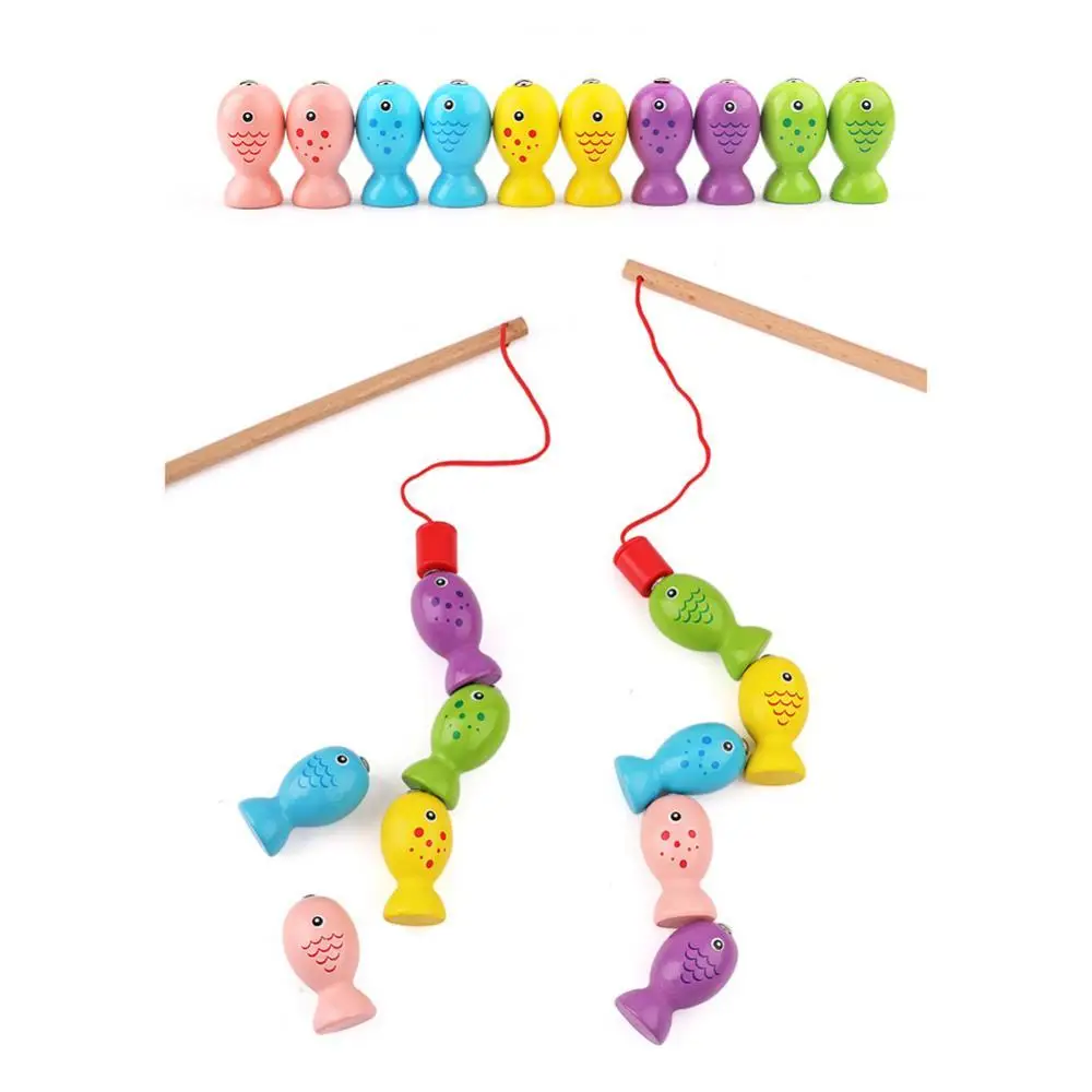 

Развивающие Игрушки для раннего развития, деревянные ролевые кошки, рыбалка, магнитная настольная игра, Интерактивная детская игрушка, Рож...