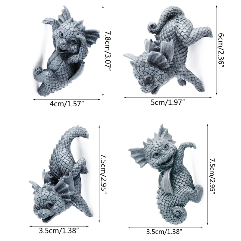 4 шт 3D садовые статуи дракона скульптура динозавра фигурка цветочный горшок