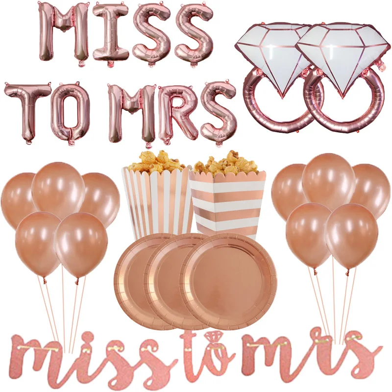 

Miss To Mrs Letter Rose Gold Team Bride To Be Balloons Banner Wedding Decorations Bridal Shower Gift Bachelorette Party Supplies