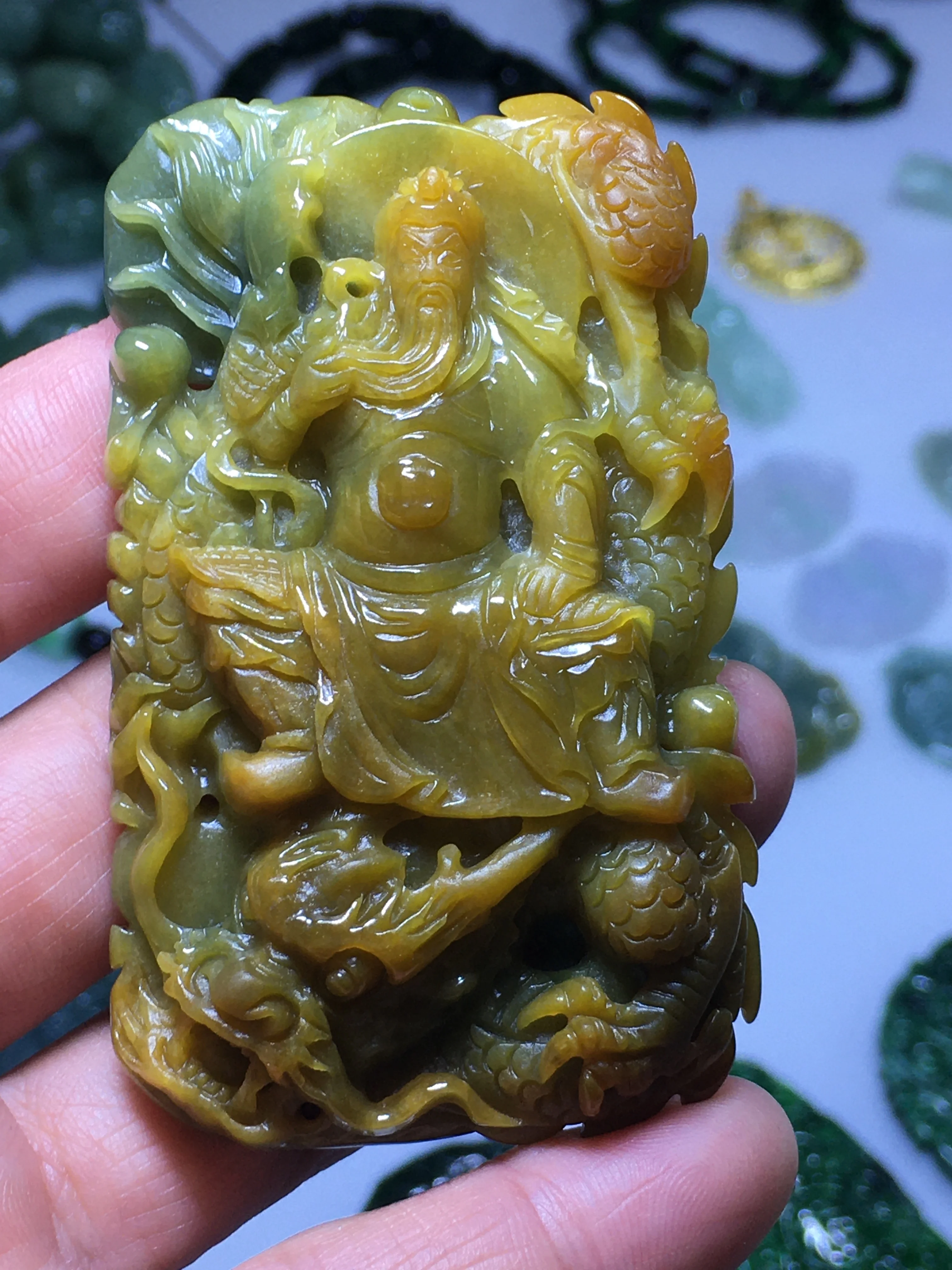 

Natural 7A Myanmar green jade Buddha guan gong green jade pendant jade necklace pendants jewelry jade necklaces for women men