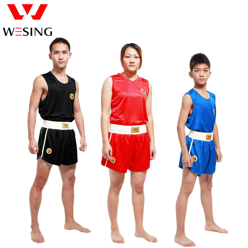 Фото Weisng Sanda униформа для мужчин и женщин, детские костюмы для сауны, шорты, наряды Sanda, дышащий тренировочный костюм для соревнований, размера плю... №3
