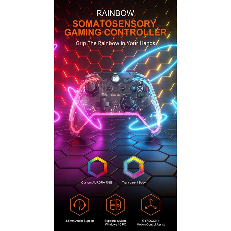 C1 Wired Somatosensory Gamepad Game Controller With 6-Axis Gyroscope RGB Light Effect/R90 Adapter Compatible For Switch |