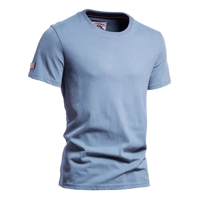 

Simple Cotton Men's T Shirt Casual Solid Color Short Sleeve Top Tees Men 2023 New Summer High Quality T Shirt for Men