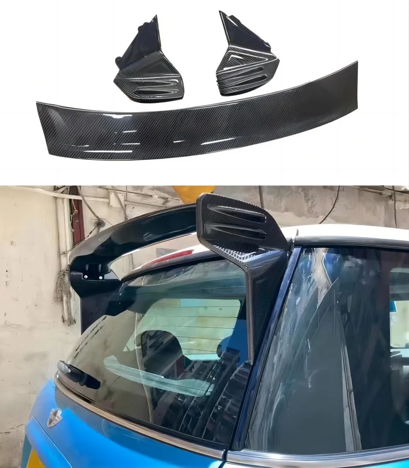

For Mini R56 Carbon Fiber Rear Spoiler JCW Style Fiber Glass Wing Lip Part Drift Racing FRP Roof Splitter Trim Auto Body kit