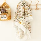 Муслиновое Пеленальное Одеяло, хлопковое Марлевое одеяло для новорожденных, пеленка с кисточками для новорожденных, детское одеяло для кровати