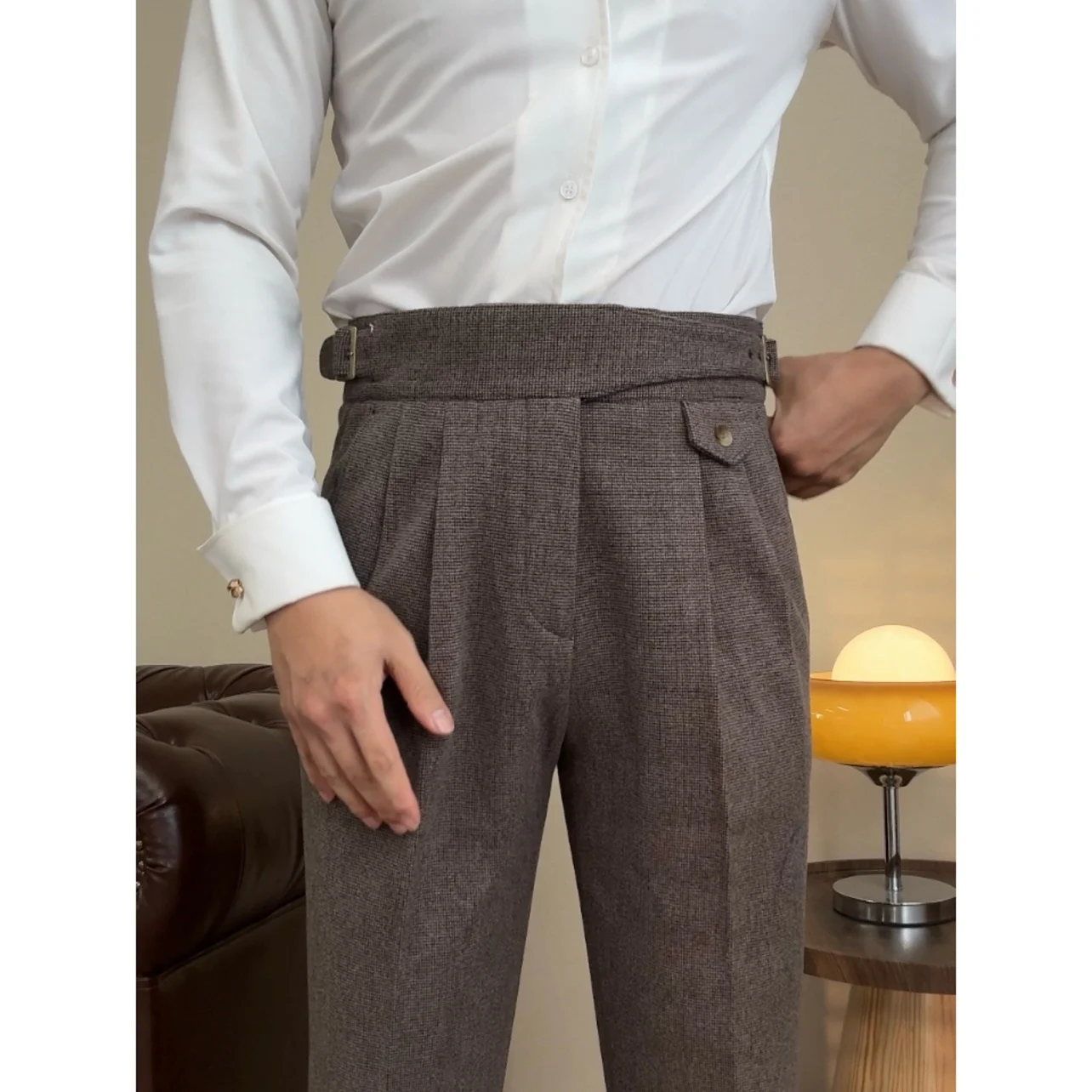 Новые высококачественные серые осенне-зимние толстые шерстяные брюки Gulka High Slim