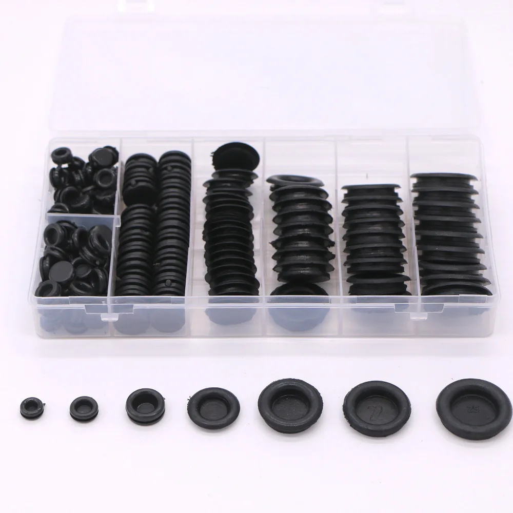 

170pcs/1Set Waterproof Protect Wire Tool 7 Sizes Sealing Rubber Cables Grommet Kit Electrical Plugs Conductor Gasket Ring