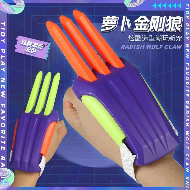 

3D Carrot Gravity Claw Fidget Toys Plastic Wolf Claw Knife Model Decompression Toys Cosplay Parent-child Game Birthday Gifts